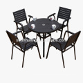 Black garden furniture plastic wood leisure table set outdoor patio furniture